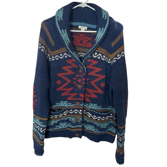 Sundance Wool Cardigan “Rare”Knit Spirit Winds Horse Red/Blue Small EUC - Picture 2 of 15